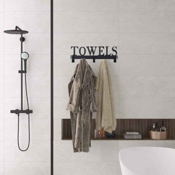 Explore recommended Top of door hooks - Towel holder for bathroom, bedroom, kitchen, pool - Sandblasted black metal wall mount - Image 6