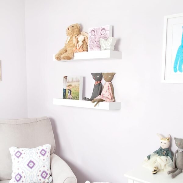 Explore recommended High & Mighty 515651 Modern 18" Floating Shelf Holds Up to 15 lbs, Easy Tool Free Dry Wall Installation, Flat, E-Commerce Package, White - Image 3
