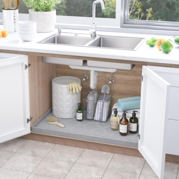Order the best SIKADEER 34"x22" Sink Mat Waterproof, Silicone Mat Kitchen Drawer Shelf, Cabinet LNER, Sink Protector for Kitchen Organizer and Storage, Boot Tray Pet Food Mat - Image 7