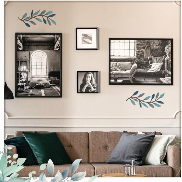 Explore the best ZHENGMY 2 Piece Metal Tree Leaf Wall Decoration Vine Olive Branch Leaf Wall Art Living Room, Hallway Wall Decoration Outdoor Decoration (Vintage Blue) - Image 7