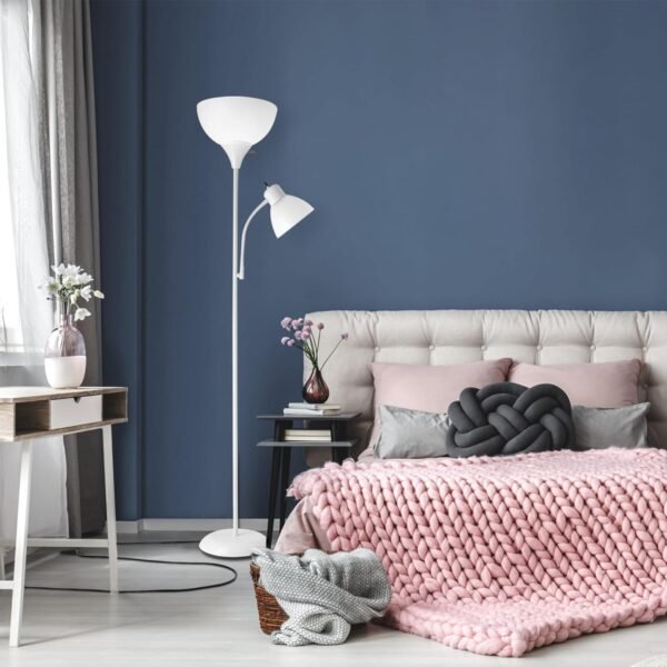 Grab the best Glove Electric 67136 72" Adjustable Reading Light, Matte White Finish, Frost Shade, Rotary Switch in Socket, Torch Ale Floor Lamp with E26 Base - Image 4
