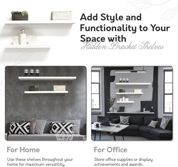 Order high-quality Durable In-Self with Invisible Brackets - Deep Floating Shelf for Walls, Easy to Install and Stir - MDF Living Room & Kitchen Wall Shelf - 10.2"D x 23.6" W x 2"h-White-0191828 - Image 6