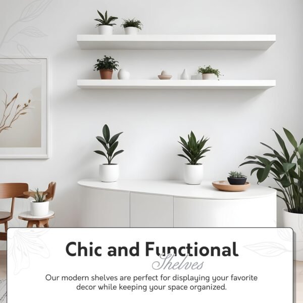 Order high-quality Durable In-Self with Invisible Brackets - Deep Floating Shelf for Walls, Easy to Install and Stir - MDF Living Room & Kitchen Wall Shelf - 10.2"D x 23.6" W x 2"h-White-0191828 - Image 7