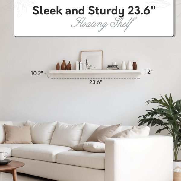 Order high-quality Durable In-Self with Invisible Brackets - Deep Floating Shelf for Walls, Easy to Install and Stir - MDF Living Room & Kitchen Wall Shelf - 10.2"D x 23.6" W x 2"h-White-0191828 - Image 8