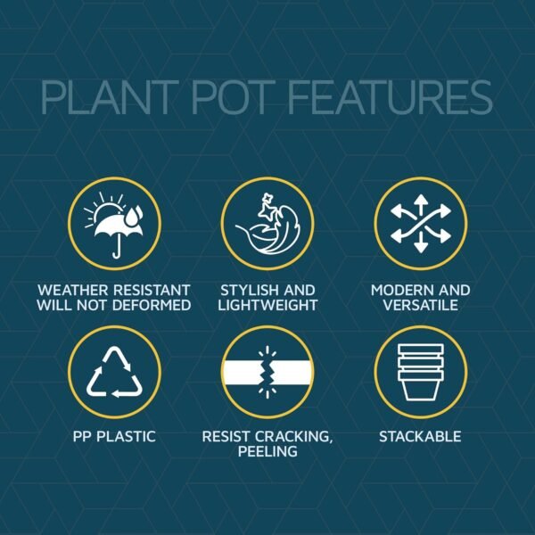 Buy the best Plant Pot with Multi-Drainage Holes - 5 Pieces Versatile Heavy Duty Plastic, Stackable Design Home Decoration Indoor and Outdoor Gardening Flower Pots - Black - Image 6