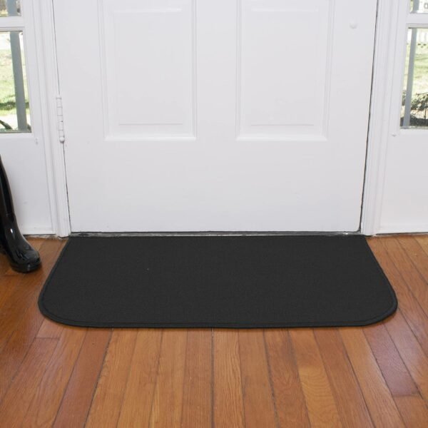 Grab affordable Ritz Solid Accent Rug: 18"x30" Stain-resistant Kitchen or Living Room Floor Mat, Latex Backing, Machine Washable, Black - Image 6