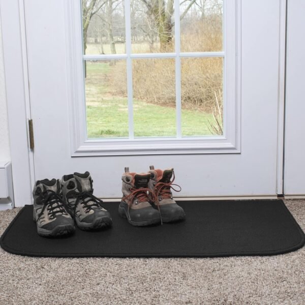 Grab affordable Ritz Solid Accent Rug: 18"x30" Stain-resistant Kitchen or Living Room Floor Mat, Latex Backing, Machine Washable, Black - Image 7