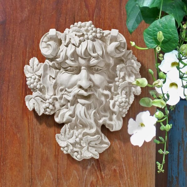 Explore high-quality Design Toscano Bacchus, Grape Harvest Greek Greenman Face Wall Sculpture, Medium, 12-inch high, Cast Stone Resin, Antique Stone Finish - Image 6
