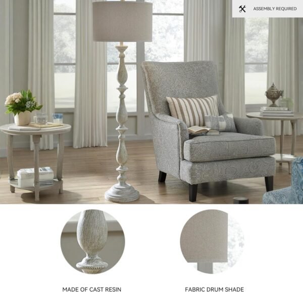 Buy affordable Ashley Bernadate Cottage 61 "Candlestick Design Floor Lamp, Signature Design by WhiteWash - Image 4