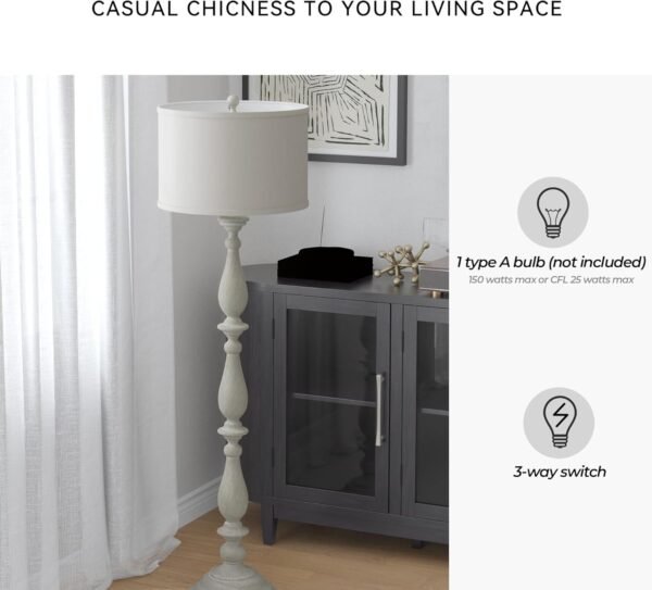 Buy affordable Ashley Bernadate Cottage 61 "Candlestick Design Floor Lamp, Signature Design by WhiteWash - Image 5