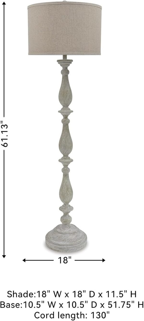 Buy affordable Ashley Bernadate Cottage 61 "Candlestick Design Floor Lamp, Signature Design by WhiteWash - Image 6