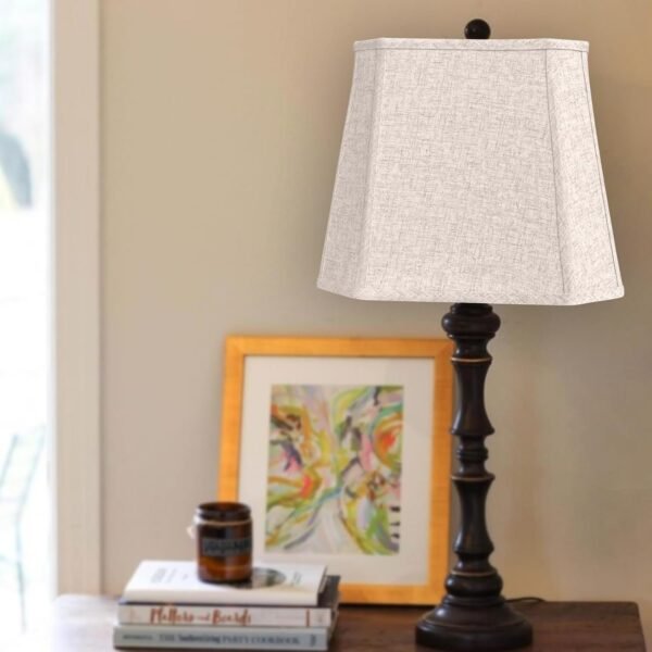 Order affordable Tortoo Star Square Cut Corner Lamp Shade, 10x13x10.5 inch Media Table Lamp Shade Floor Lamp Beige Lamp Shade Natural Linen Handcraft, Simple Assembly Need - Image 7