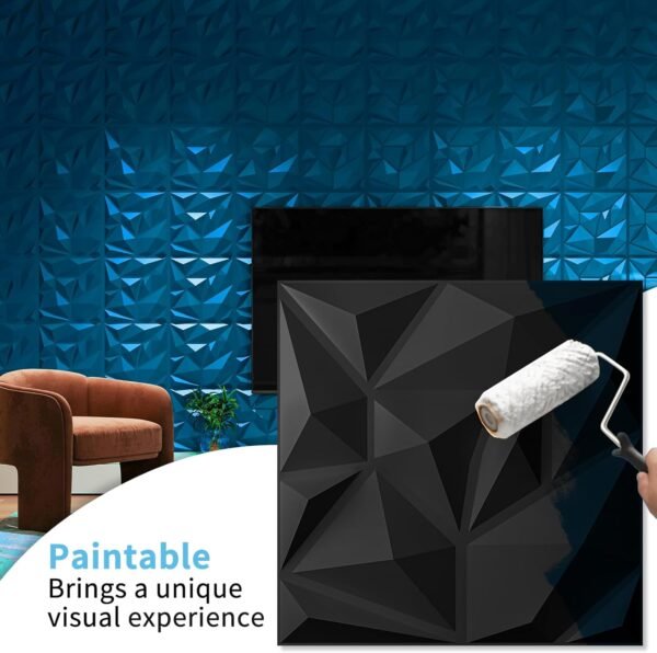 Order affordable ART3D 20 Decorative Pack 3D Wall Panel, 19 square feet PVC Interior Wall Dicoll, 11.8"X11.8", Black - Image 5