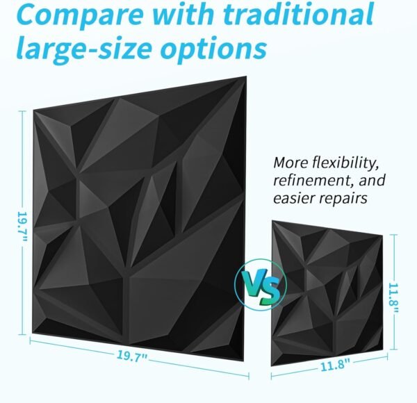 Order affordable ART3D 20 Decorative Pack 3D Wall Panel, 19 square feet PVC Interior Wall Dicoll, 11.8"X11.8", Black - Image 7