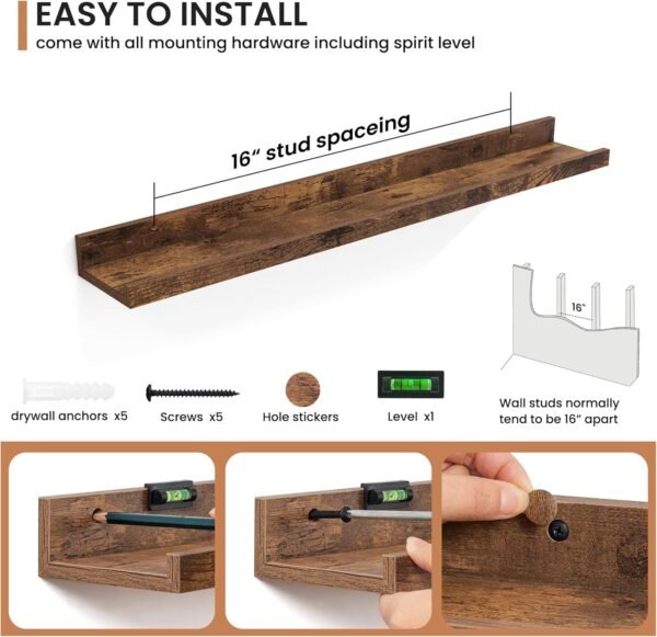 Explore the best Fun Memories Picture Shelf Shelf 2, 32 inch Rustic Wall Mounted Floating Shelf and Lips for Lips - Image 5