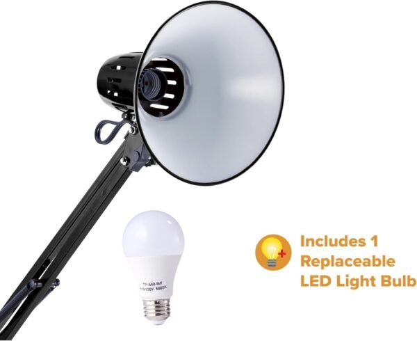 Order recommended Bositch Office VLF100F Swing Arm Metal Floor Lamp, Height 72" Multi-Joint Adjustment, Replaceable LED Bulb (VLF), Black - Image 7