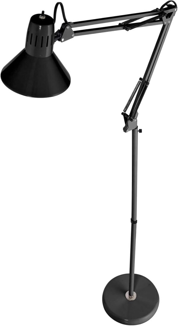 Order recommended Bositch Office VLF100F Swing Arm Metal Floor Lamp, Height 72" Multi-Joint Adjustment, Replaceable LED Bulb (VLF), Black - Image 9