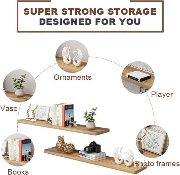 Explore affordable Floating TV Cabinet TV Floating Entertainment Center Modern TV Shelf Stand, Modern Wood Floating TV Shelf - Wall Mounted Console Storage for Living Room - Image 4