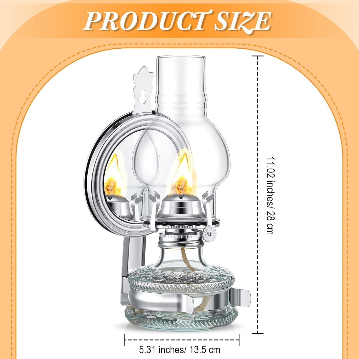 Buy high-quality YEXIYA 2 PCS Large Kerosene Lamplayntun Chamber Oil Oil Wall Mount Vintage Glass Transparent Kerosene Lamp Rustic Indoor Home Decoration Lighting (Silver) Oil Wick - Image 4