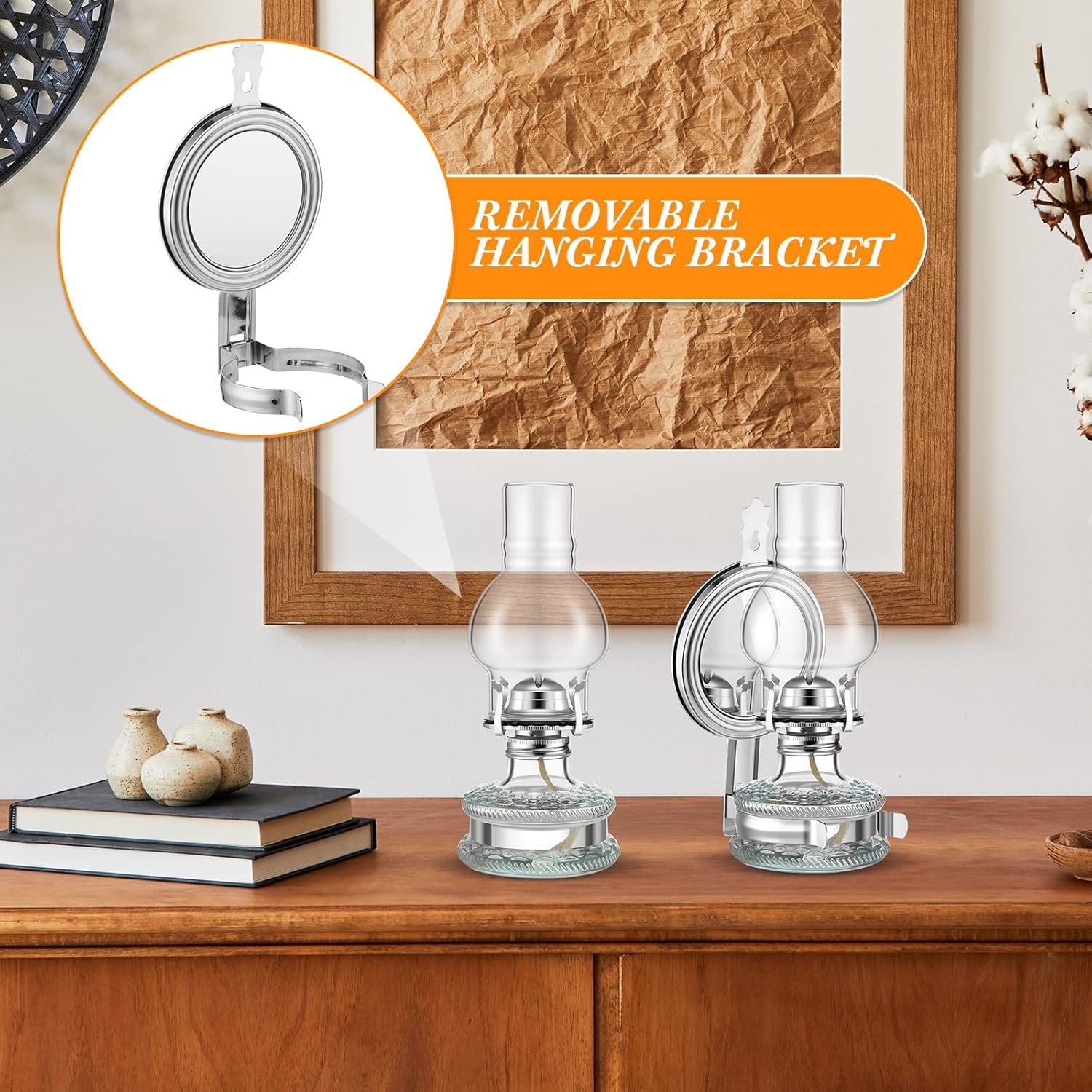 Buy high-quality YEXIYA 2 PCS Large Kerosene Lamplayntun Chamber Oil Oil Wall Mount Vintage Glass Transparent Kerosene Lamp Rustic Indoor Home Decoration Lighting (Silver) Oil Wick - Image 5