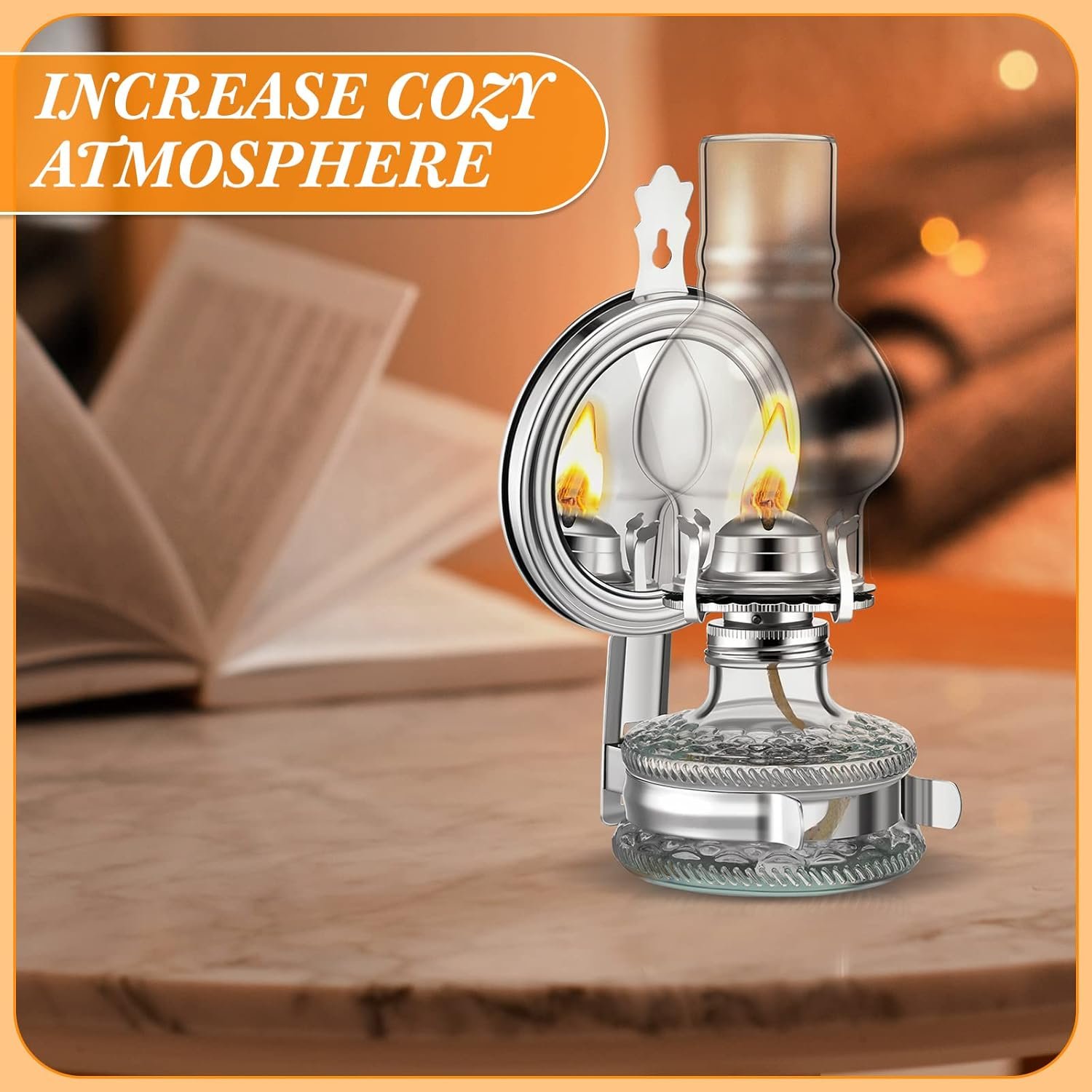 Buy high-quality YEXIYA 2 PCS Large Kerosene Lamplayntun Chamber Oil Oil Wall Mount Vintage Glass Transparent Kerosene Lamp Rustic Indoor Home Decoration Lighting (Silver) Oil Wick - Image 7