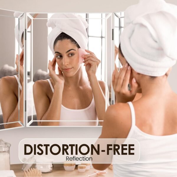 Order affordable 3-way mirror, tri-hold mirror, 3-way vanity, 3-way fold, tri-fold, braided hair, 3-way, 3-sided, 3-panel, triple, table top, bathroom, bedroom, makeup, self-hair cut, 360, 21 x 31 inch - Image 6
