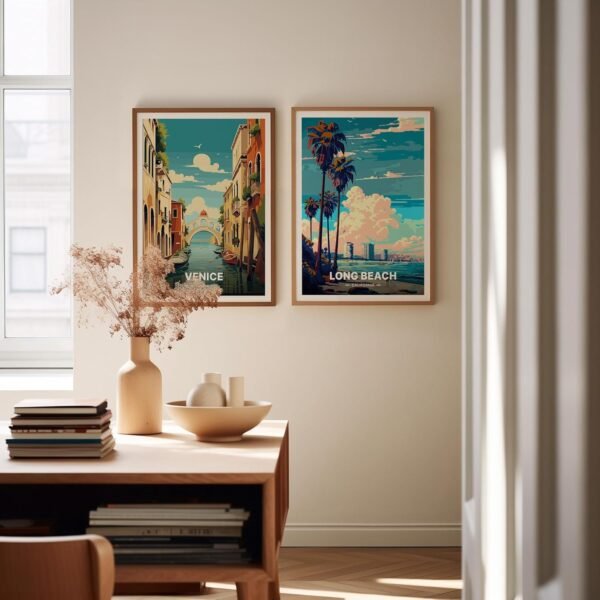 Buy affordable California Long Beach Travel Poster, Wall Art Decoration, Cityscape Illustration, Art Enthusiast Gift, Home Decoration Ideas - Image 4