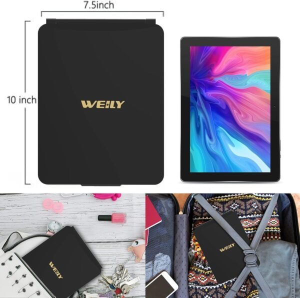 Order the best Remarkable Portable Travel Mirror Make-up Mirror with 72 LED Lights, Touch Screen 3 Color Dimmer, Ultra Thin, 2000 MAH USB Rechargeable Foldable Cosmetic Mirror (Black) - Image 3