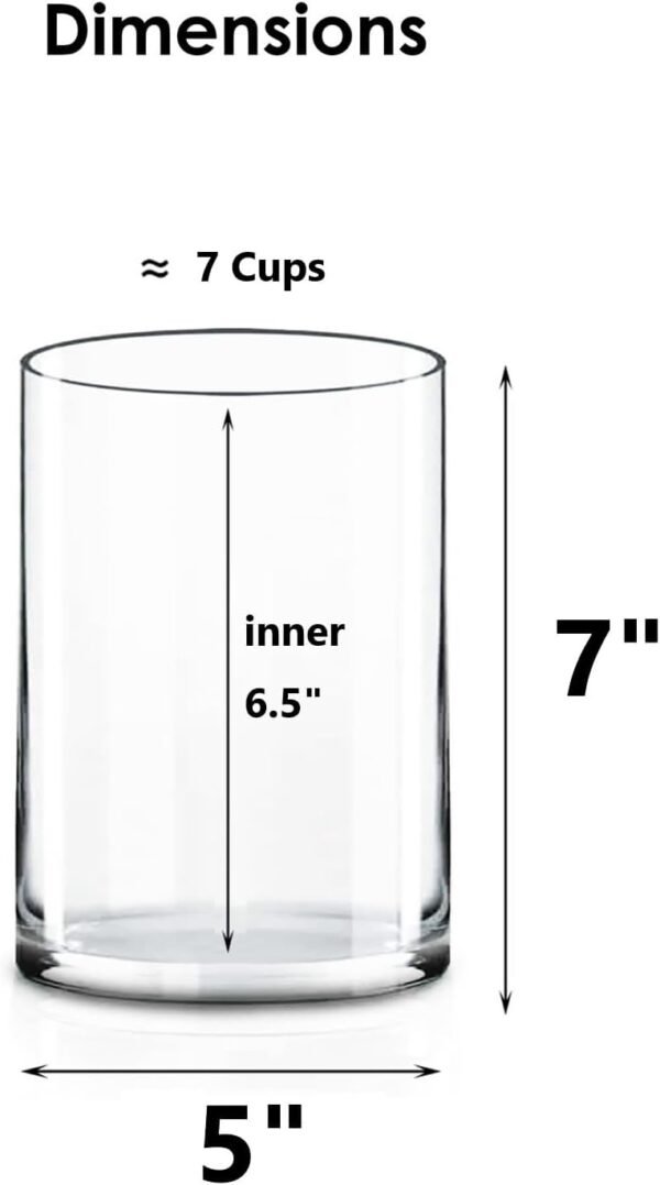 Buy affordable Cys Excel Glass Cylinder Vase (H:7"D:5") | Multiple Size Choice Glass Flower Vase Centerpiece | Hurricane Floating Candle Holder Vase - Image 3