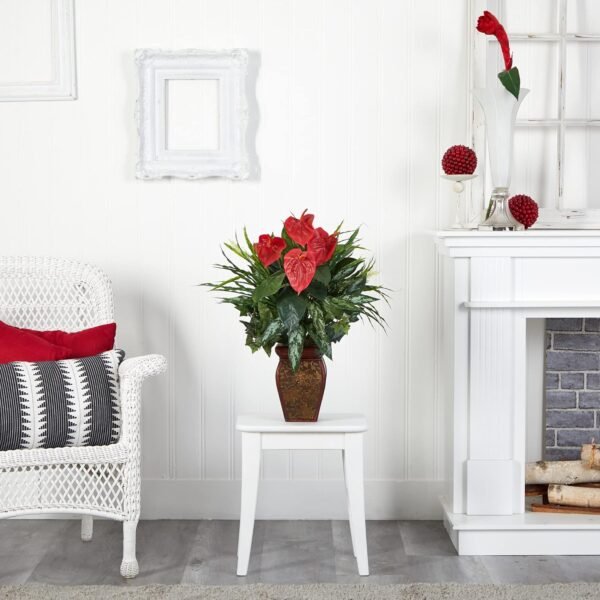 Explore high-quality Decorative vases with silk plants almost natural mixed greens and anthurium - Image 7