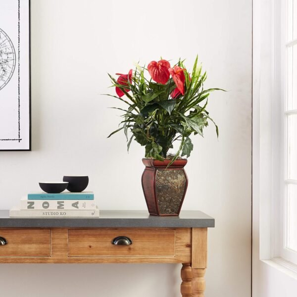 Explore high-quality Decorative vases with silk plants almost natural mixed greens and anthurium - Image 9