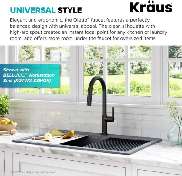 Buy the best Kraus Oletto Single Handle Pull Down Kitchen Faucet, Matte Black, KPF-2820MB - Image 4