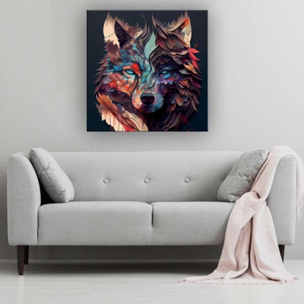 Grab affordable StartOnight Canvas Wall AR - Purple Colourful Wolf - Descoration Artiork Rive Room Ready to hang for Big Pust - Image 8