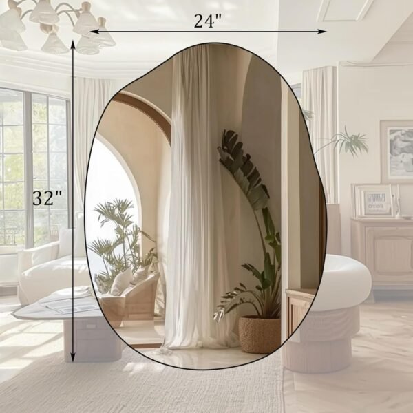 Explore affordable Harritpure Irregular Wall Mirror 24"x32" Black Asymmetric Bathroom Mirror Wood Framed Modern Decorative Vanity Mirror Living Room Entrance for Living Room - Image 6
