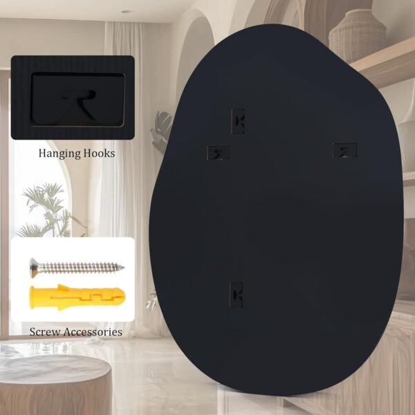 Explore affordable Harritpure Irregular Wall Mirror 24"x32" Black Asymmetric Bathroom Mirror Wood Framed Modern Decorative Vanity Mirror Living Room Entrance for Living Room - Image 7