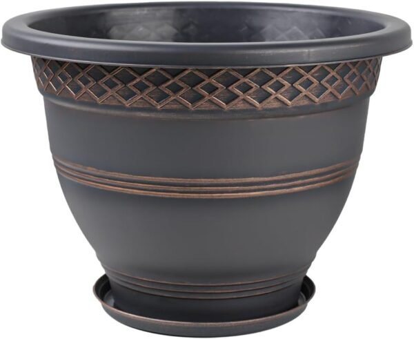 Grab the best 10 inch 4 pack large plant pot, plastic flower pot for outdoor and outdoor use, drain holes and saucers, plaid pattern APLANRS garden pot for herbs - Image 9