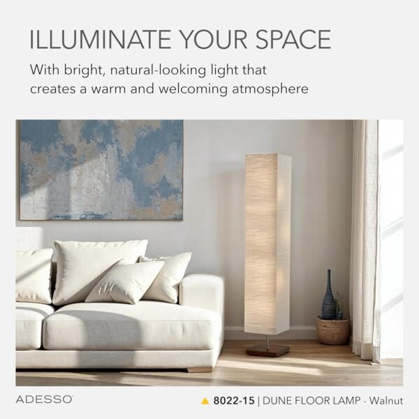 Explore high-quality Adessso Three Light Floor Lamp - Natural Wood Base and Adjustable Brightness - Perfect lighting for bedroom, living room, corner decoration, white - Image 3
