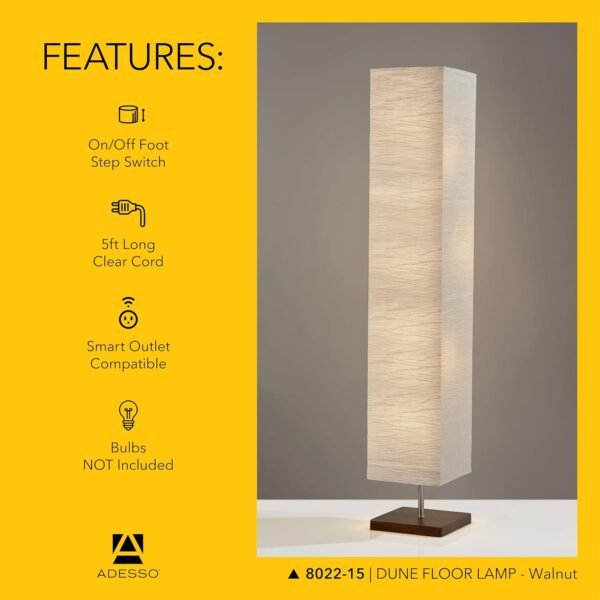 Explore high-quality Adessso Three Light Floor Lamp - Natural Wood Base and Adjustable Brightness - Perfect lighting for bedroom, living room, corner decoration, white - Image 6