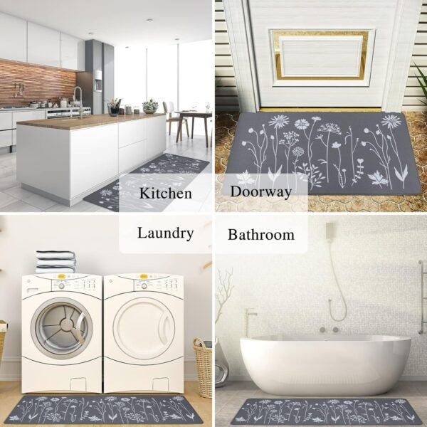 Grab recommended Rempry 2 PCS Kitchen Rug and Mat, Anti-fatigue Floor Mat with Cushion, PVC Non-Slip Waterproof Kitchen Rug Set Kitchen, Office, Sink 17"x47"+17"x29" (Grey) - Image 6