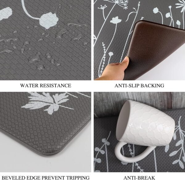 Grab recommended Rempry 2 PCS Kitchen Rug and Mat, Anti-fatigue Floor Mat with Cushion, PVC Non-Slip Waterproof Kitchen Rug Set Kitchen, Office, Sink 17"x47"+17"x29" (Grey) - Image 7