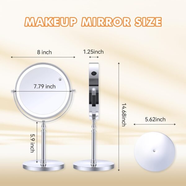 Grab affordable Miyadiva Lighted Makeup Mirror, 20x Magnification Mirror, 20x/1x Magnification, 360° Rotation, 3 Color Brightness Adjustable Vanity Mirror 42 LED, 2000mah - Image 7