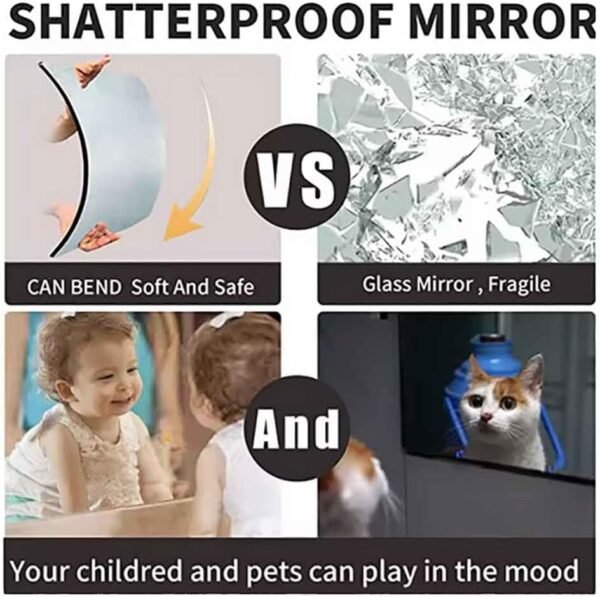 Buy affordable Self-adhesive Home Gym Mirror Wall Mounted Mirror Glass Frameless Full Length Mirror Tile Home Gym, Bedroom, Door, Bathroom (Round Corner, 7.8x35inch) - Image 7