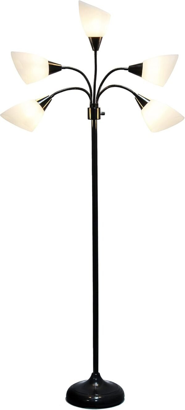 Order affordable Simple Design LF2006-BAW 67" Contemporary Multi-Head Medusa 5 Light Adjustable Goose Neck Black Floor Lamp Shade for Kids Bedroom Playroom Living Room Office - Image 8