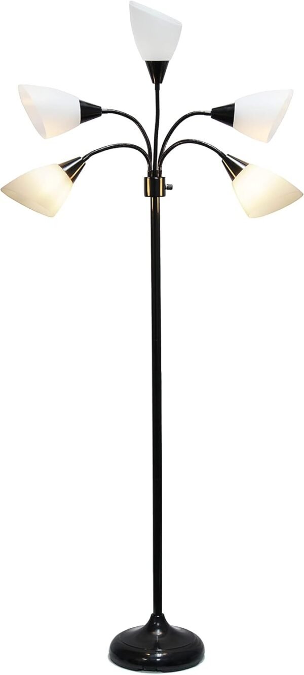 Order affordable Simple Design LF2006-BAW 67" Contemporary Multi-Head Medusa 5 Light Adjustable Goose Neck Black Floor Lamp Shade for Kids Bedroom Playroom Living Room Office - Image 9