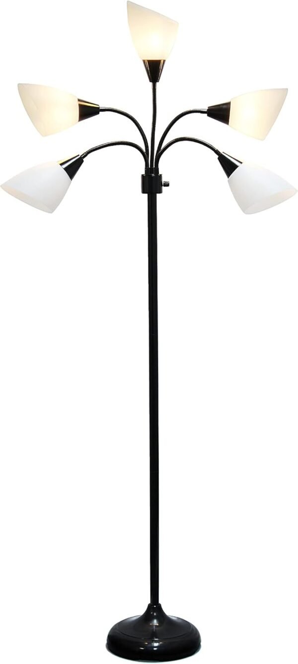 Order affordable Simple Design LF2006-BAW 67" Contemporary Multi-Head Medusa 5 Light Adjustable Goose Neck Black Floor Lamp Shade for Kids Bedroom Playroom Living Room Office - Image 10