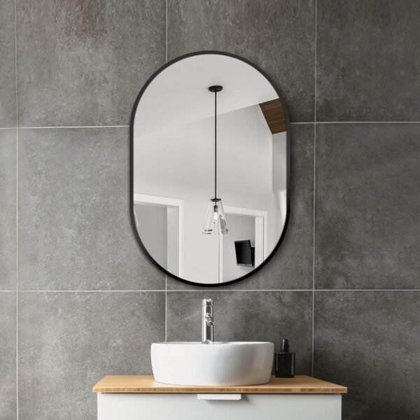 Grab the best Bathroom mirror for walls, 30'x20'', black oval mirror for bedroom Bates bathroom, metal frame vanity mirror (30''x20'', black) - Image 3
