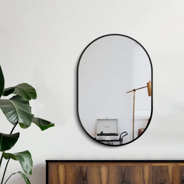Grab the best Bathroom mirror for walls, 30'x20'', black oval mirror for bedroom Bates bathroom, metal frame vanity mirror (30''x20'', black) - Image 4