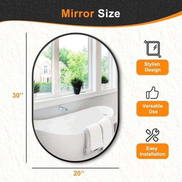 Grab the best Bathroom mirror for walls, 30'x20'', black oval mirror for bedroom Bates bathroom, metal frame vanity mirror (30''x20'', black) - Image 8