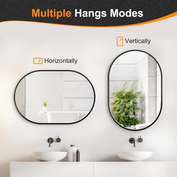 Grab the best Bathroom mirror for walls, 30'x20'', black oval mirror for bedroom Bates bathroom, metal frame vanity mirror (30''x20'', black) - Image 9