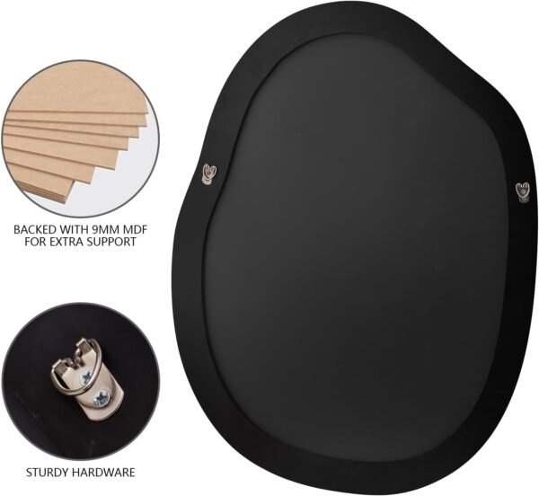 Order the best 24"x32" Irregular Black Oval Bathroom Mirror Asymmetric Aesthetic Framed Vanity Mirror For Living Room Bedroom Entrance - Image 3